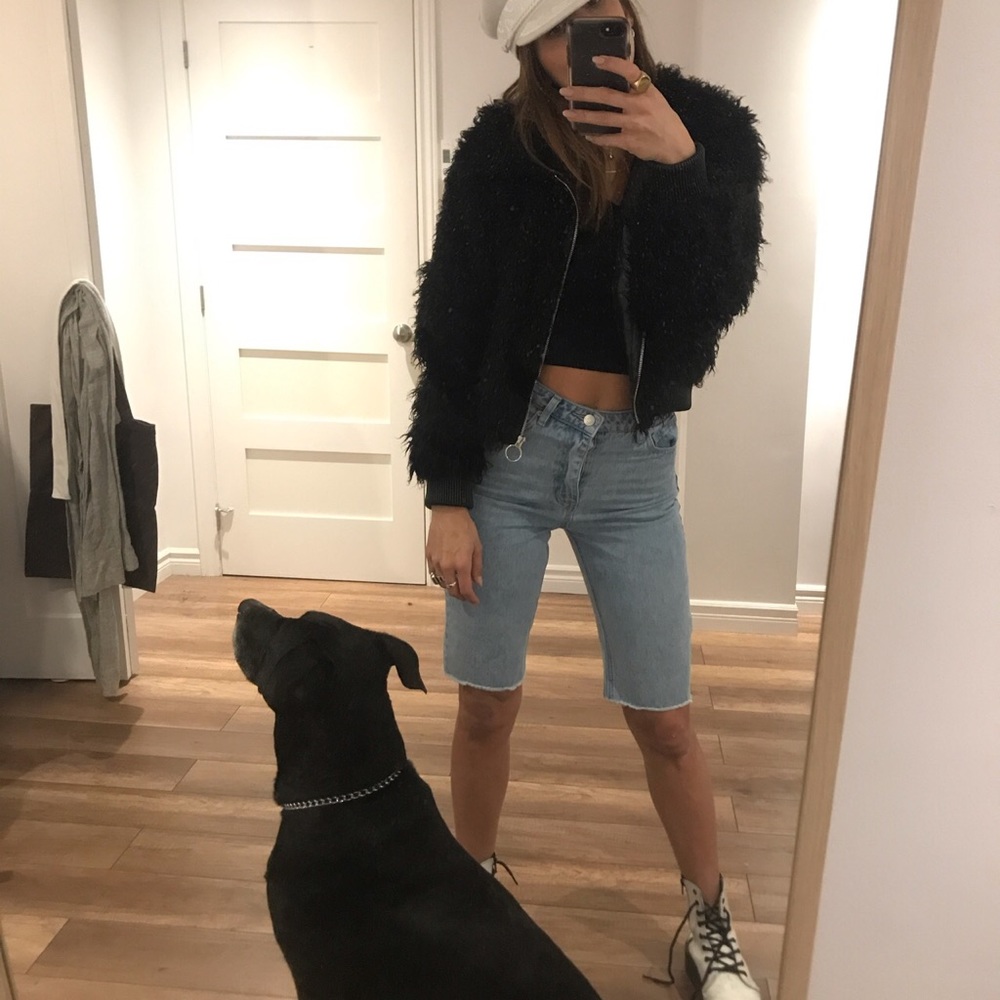 Zara black Furry spring jacket